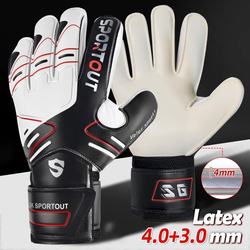 Sportout Youth&Adult Goalie Goalkeeper Gloves,Strong Grip for The Toughest Saves, with Finger Spines to Give Splendid Protection to Prevent Injuries,3 Colors (Black, 5) - Image 2